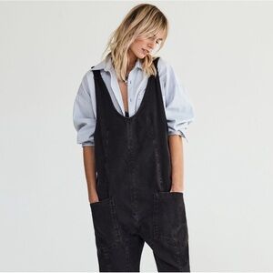 Free People We the Free High Roller Jumpsuit (Black, size Large)